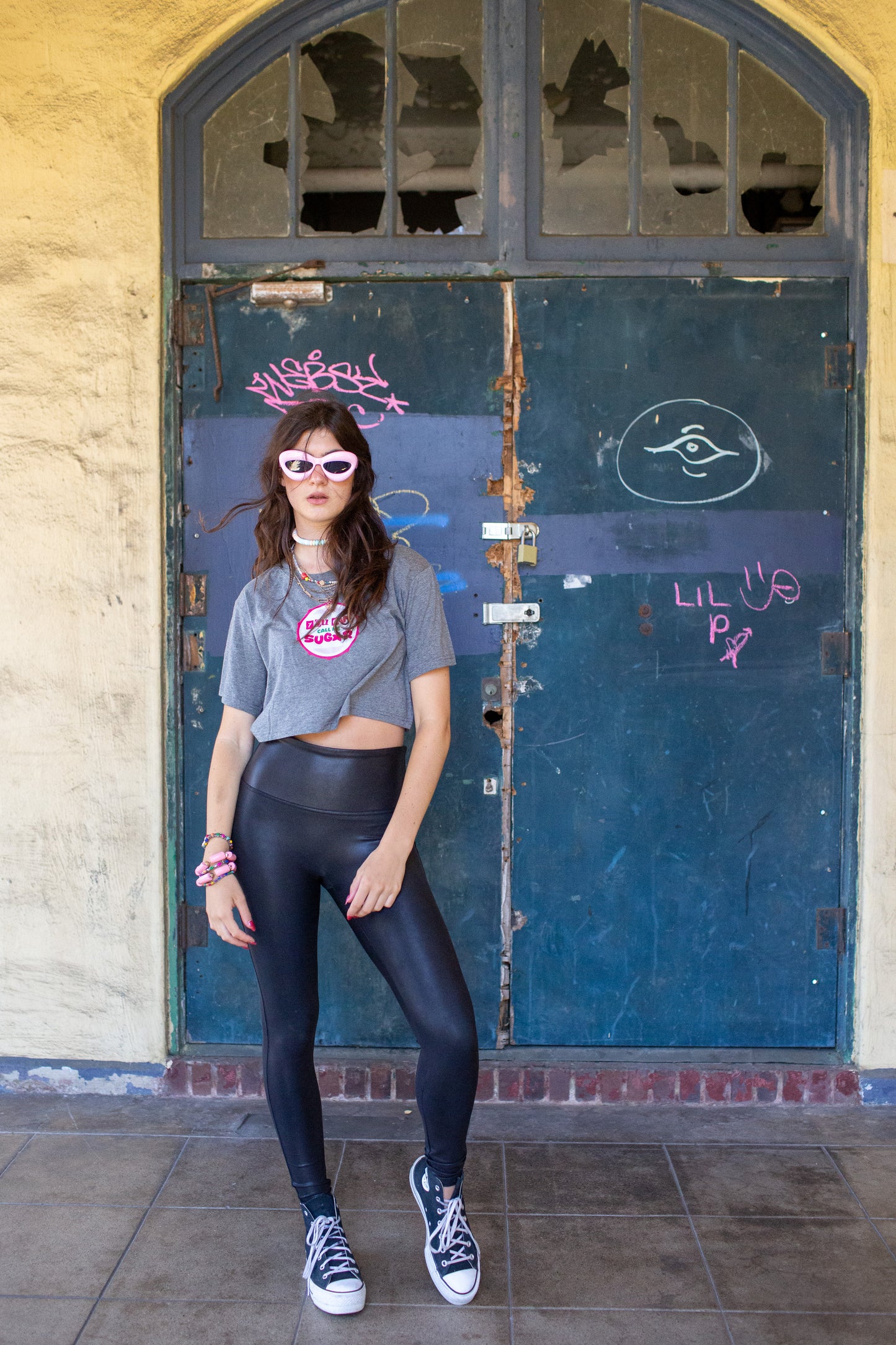 You Can Call Me Sugar Crop Tee - Grey