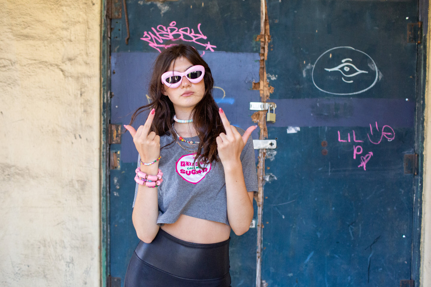 You Can Call Me Sugar Crop Tee - Grey