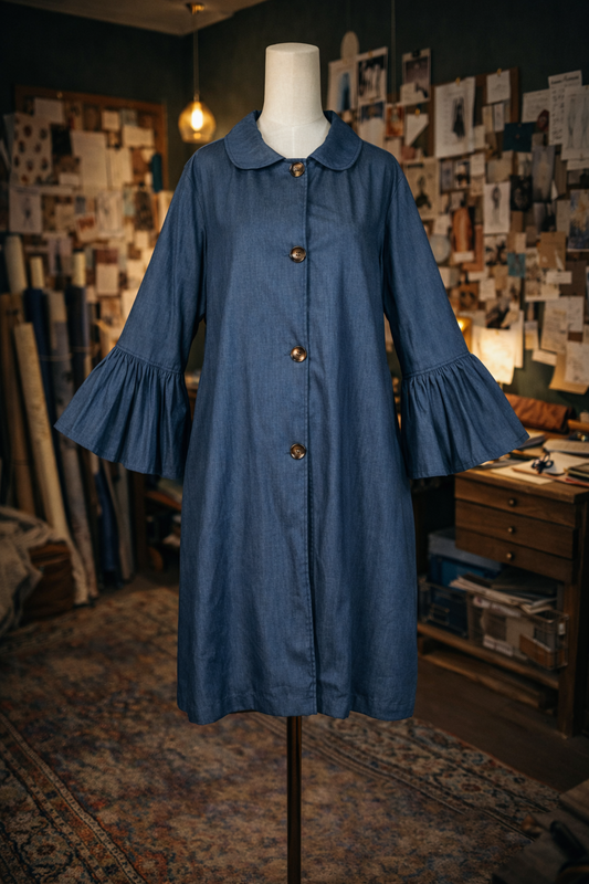 Cordelia Driving Coat in Chambray PRE-ORDER