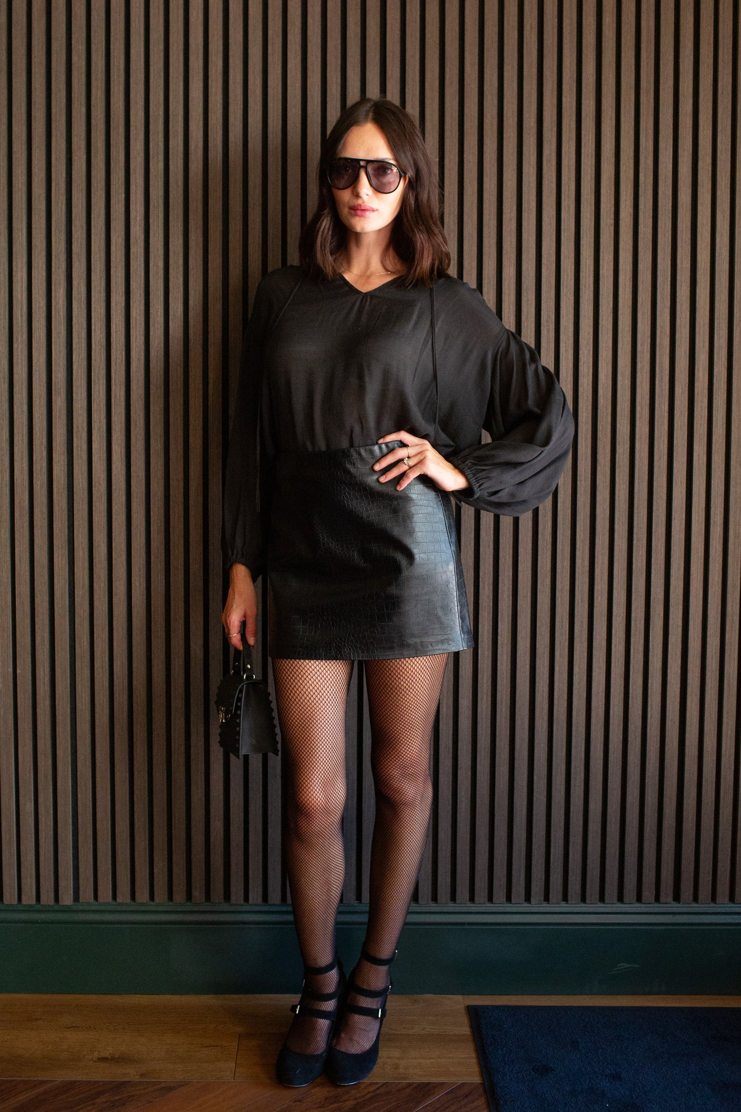 Clara Bishop Sleeve Blouse in Ebony