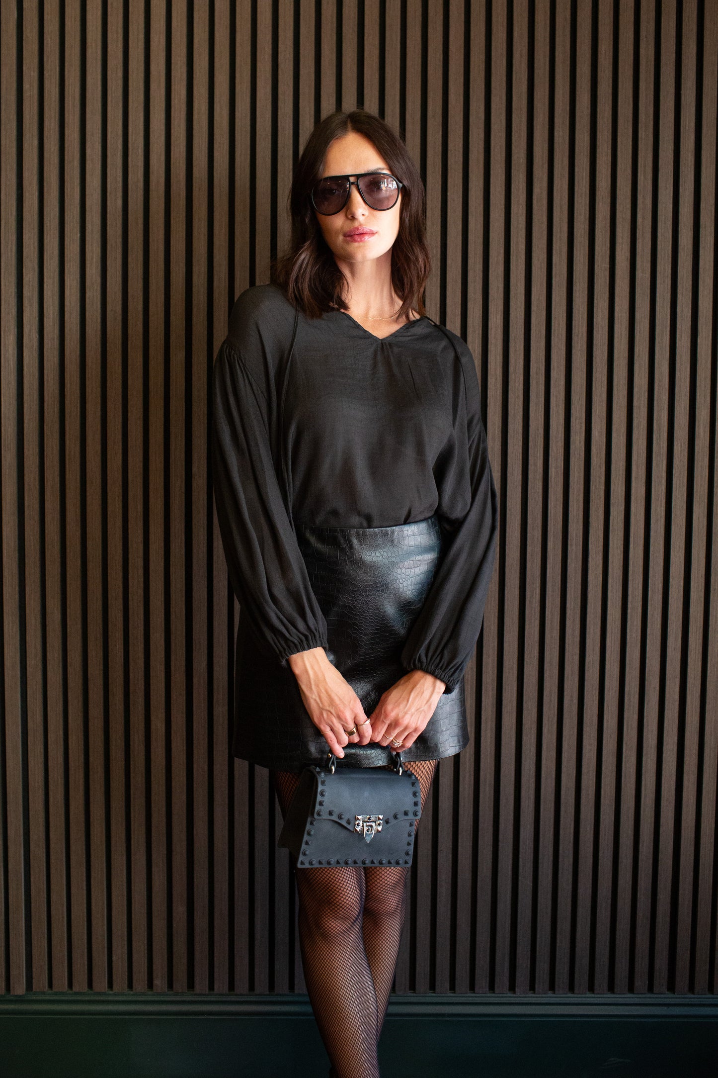 Clara Bishop Sleeve Blouse in Ebony