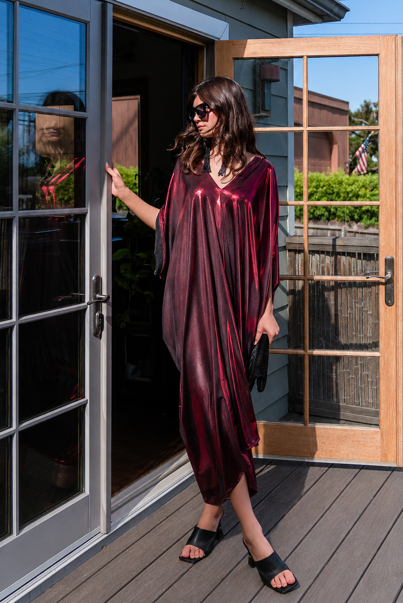 Electric Cherry Caftan Kaftan Dress