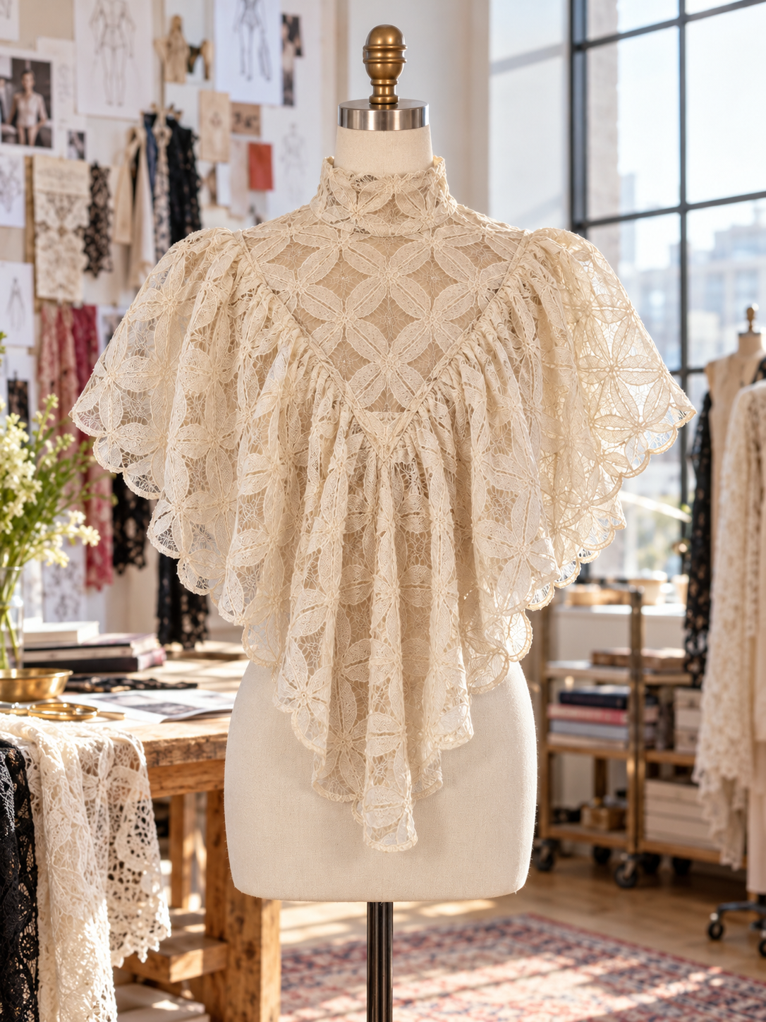 Ellie Ruffle Top in Antique Ivory