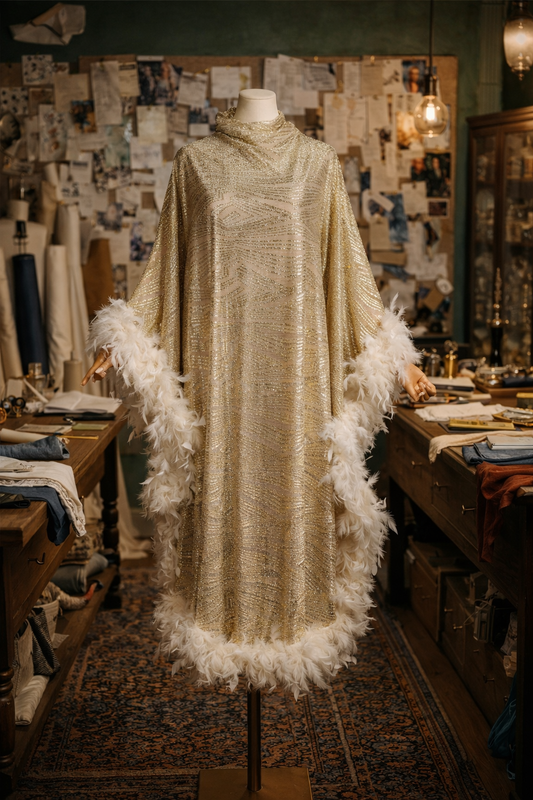 Platinum Fever Mockneck Caftan Kaftan Dress with Slip PRE-ORDER