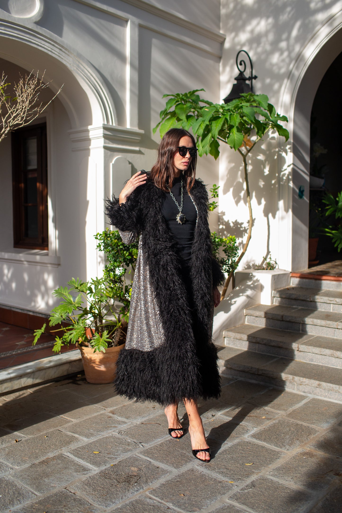Penny Deluxe Buxom Gunmetal Faux Fur Jacket