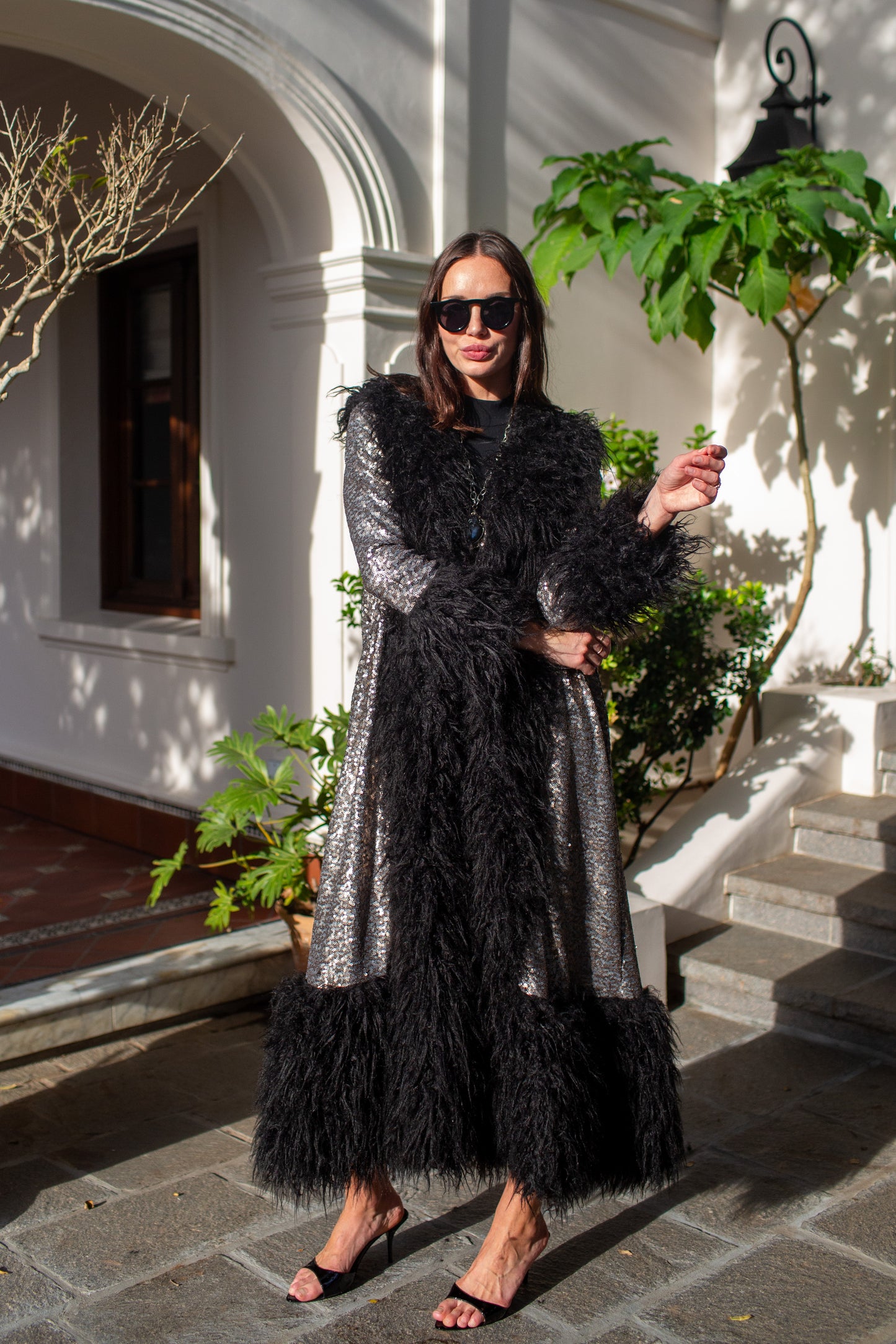 Penny Deluxe Buxom Gunmetal Faux Fur Jacket