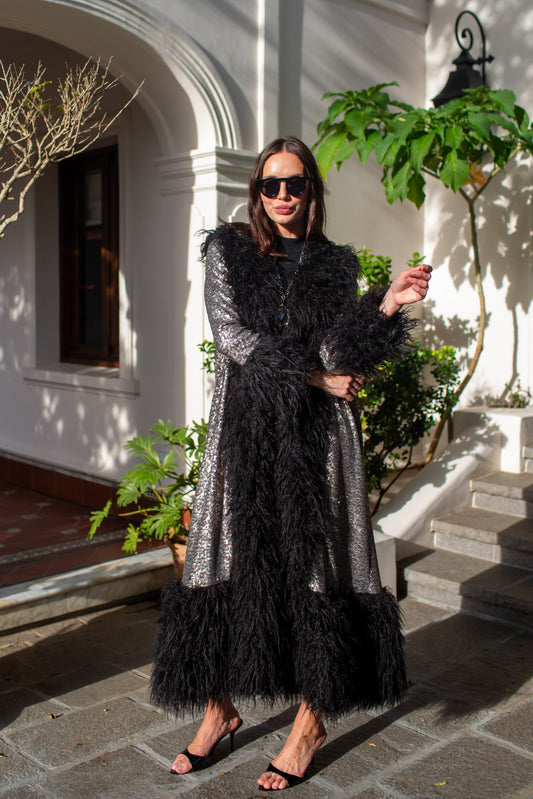 Penny Deluxe Buxom Gunmetal Faux Fur Jacket