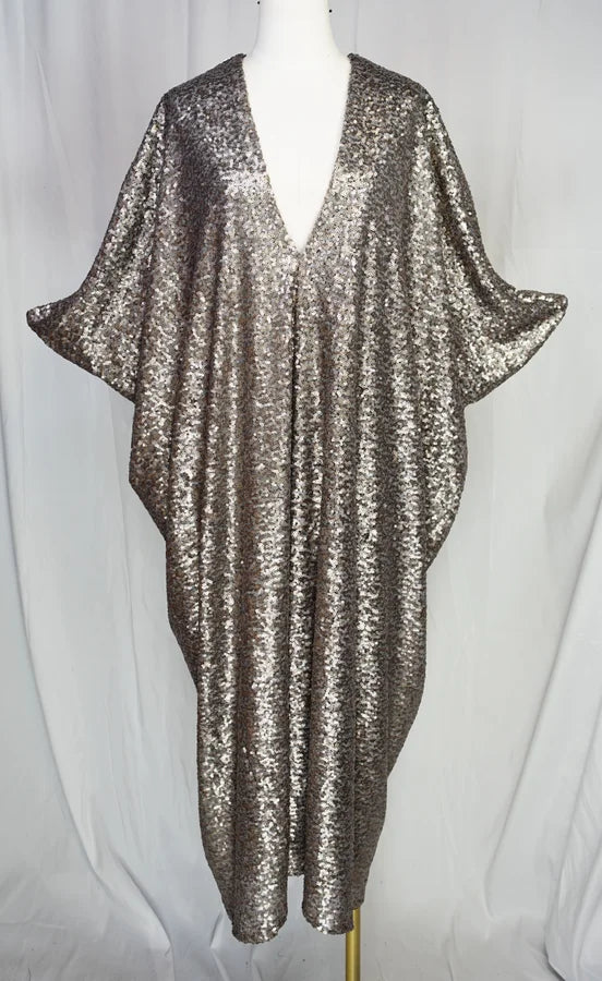 Gunmetal Nouveau Sequin Caftan Kaftan Dress