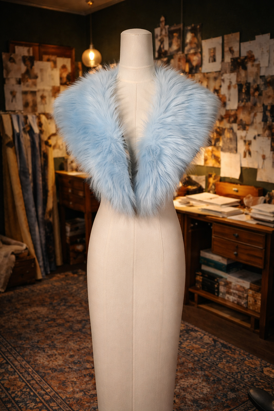 Ice Blue Antique Faux Fur Collar