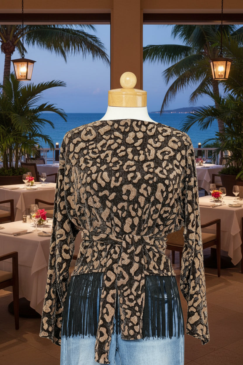 Cheetah Fringe 2 Way Top