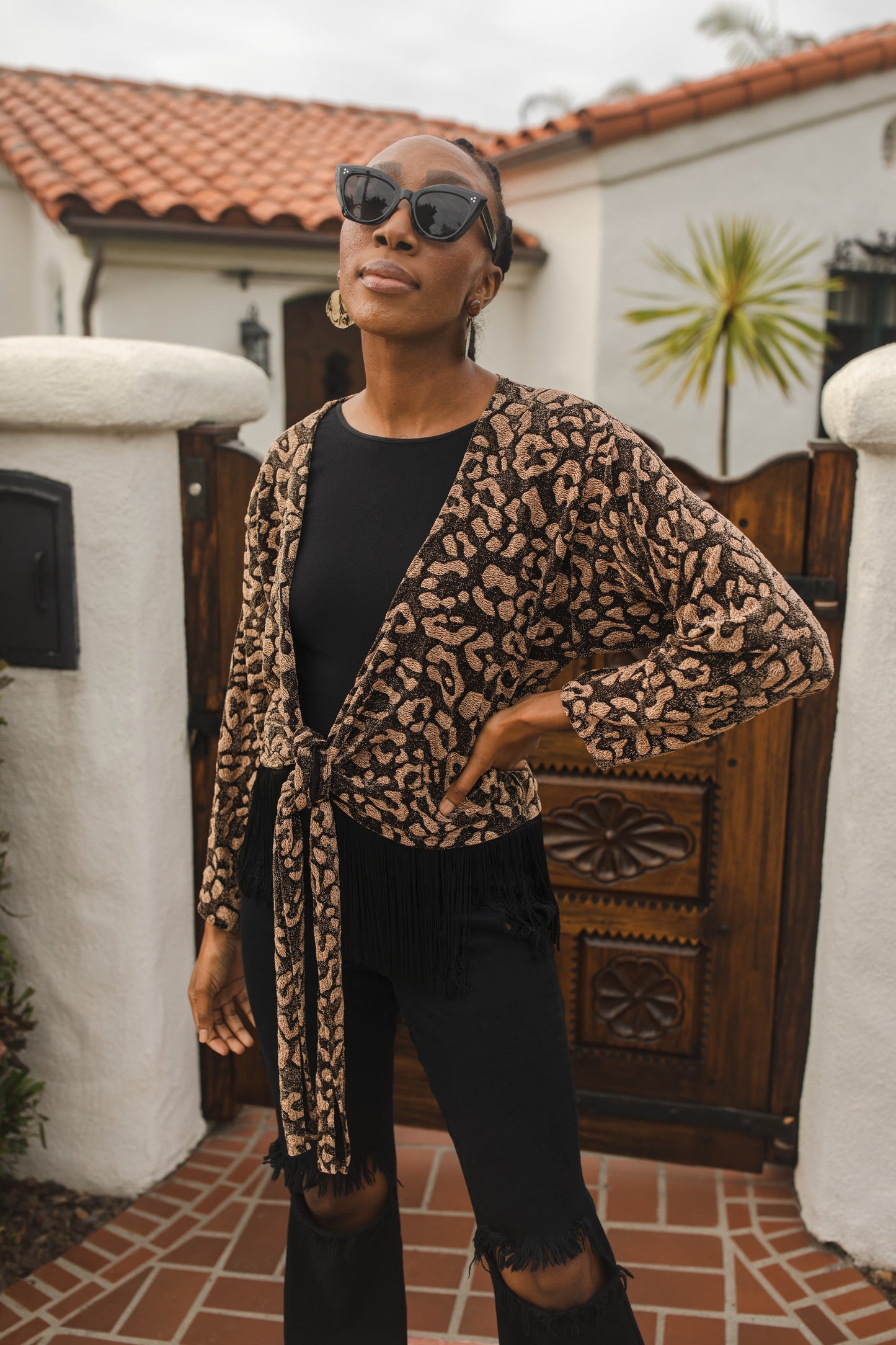 Cheetah Fringe 2 Way Top