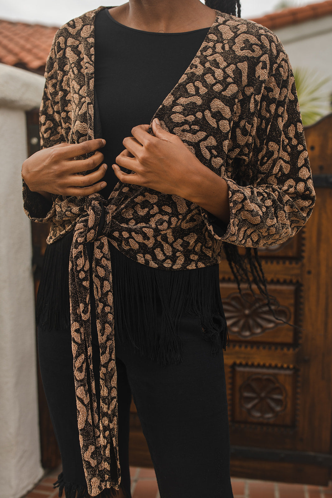 Cheetah Fringe 2 Way Top