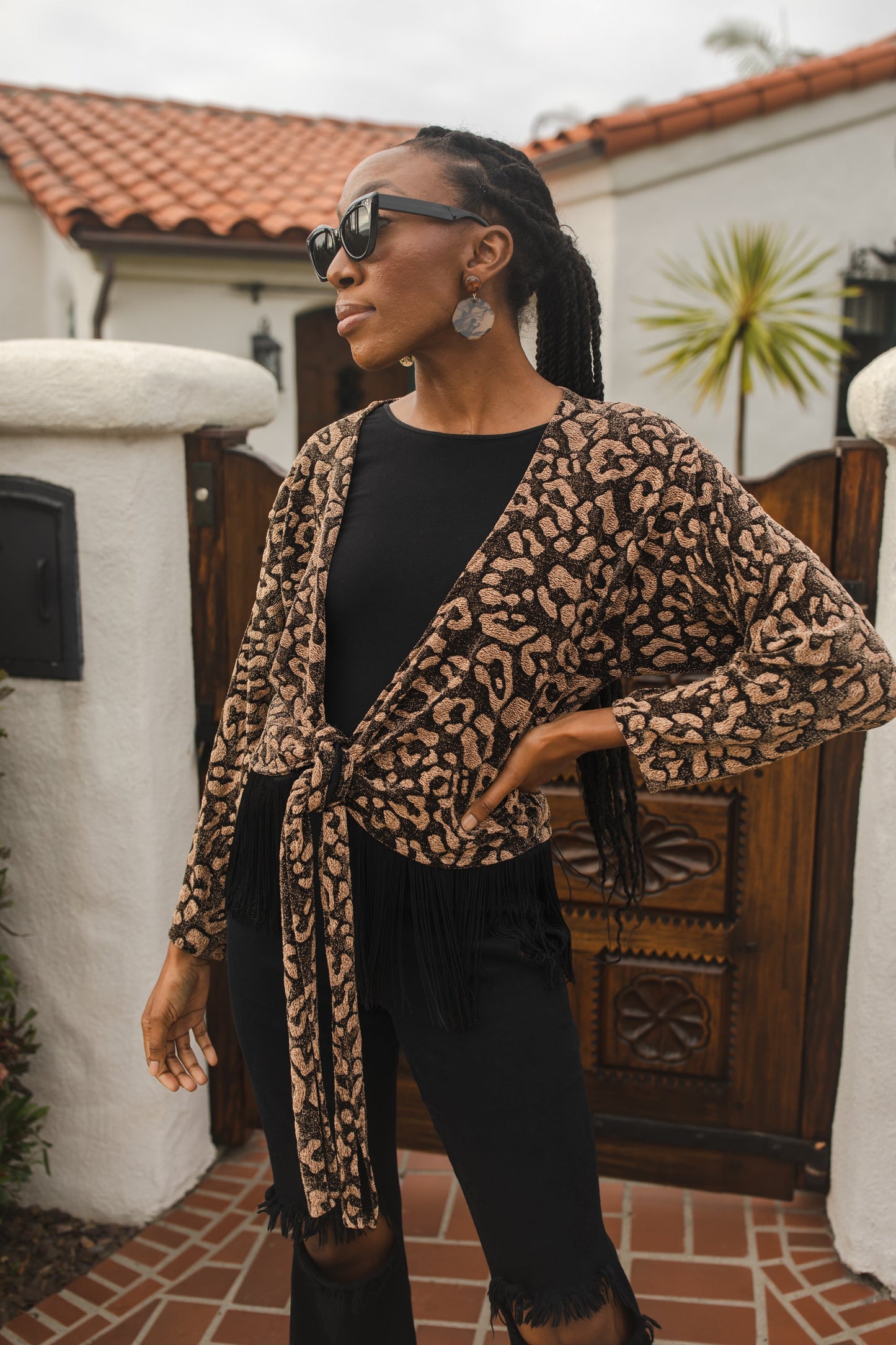 Cheetah Fringe 2 Way Top