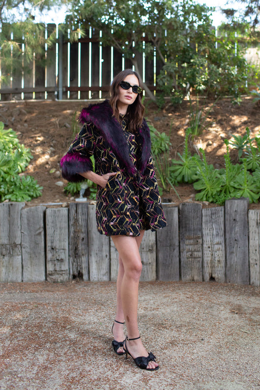 Penelope Swing Coat in Berry Boucle (PRE-ORDER)
