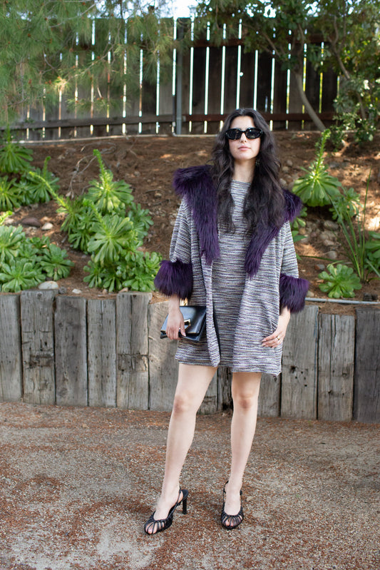 Penelope Swing Coat in Plum Horizon Boucle (PRE-ORDER)