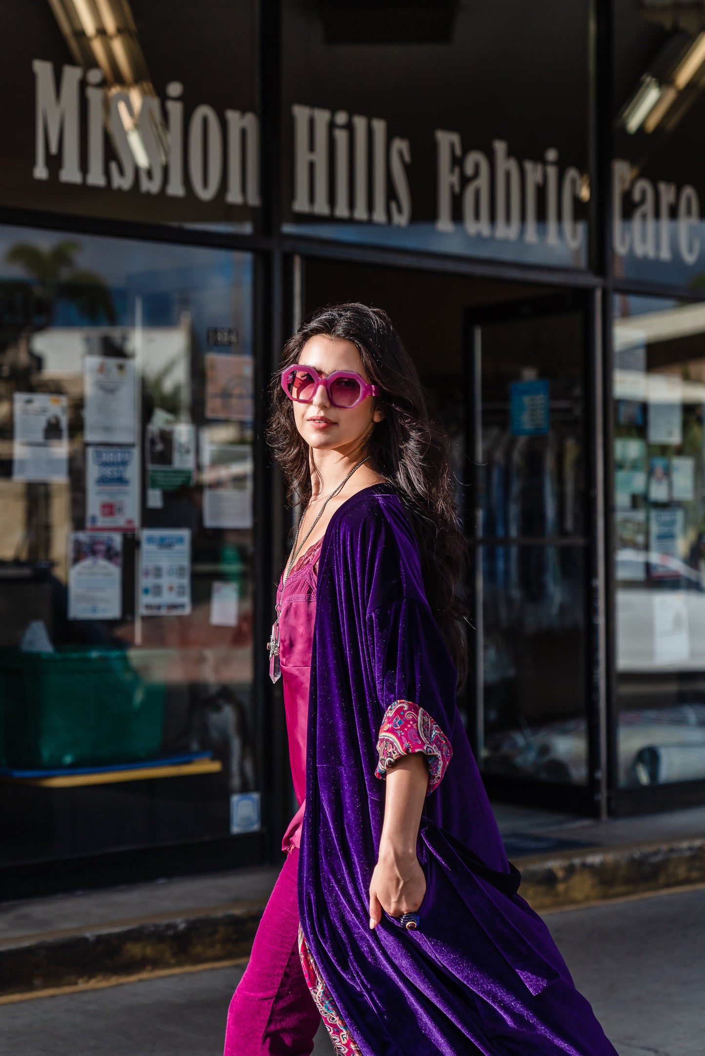 Plum Velvet Reversible Koi Kimono