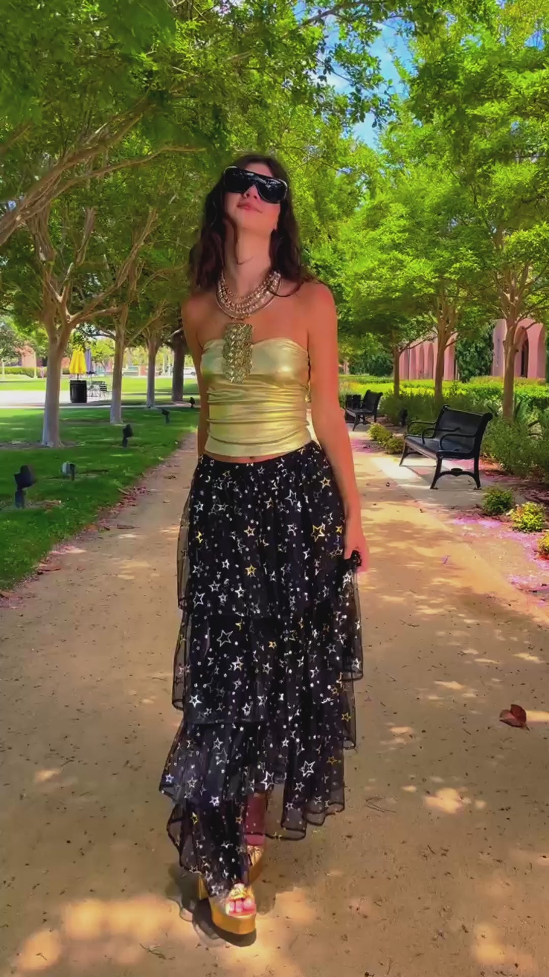 Golden Stars Tiered Maxi Skirt – Jennafer Grace