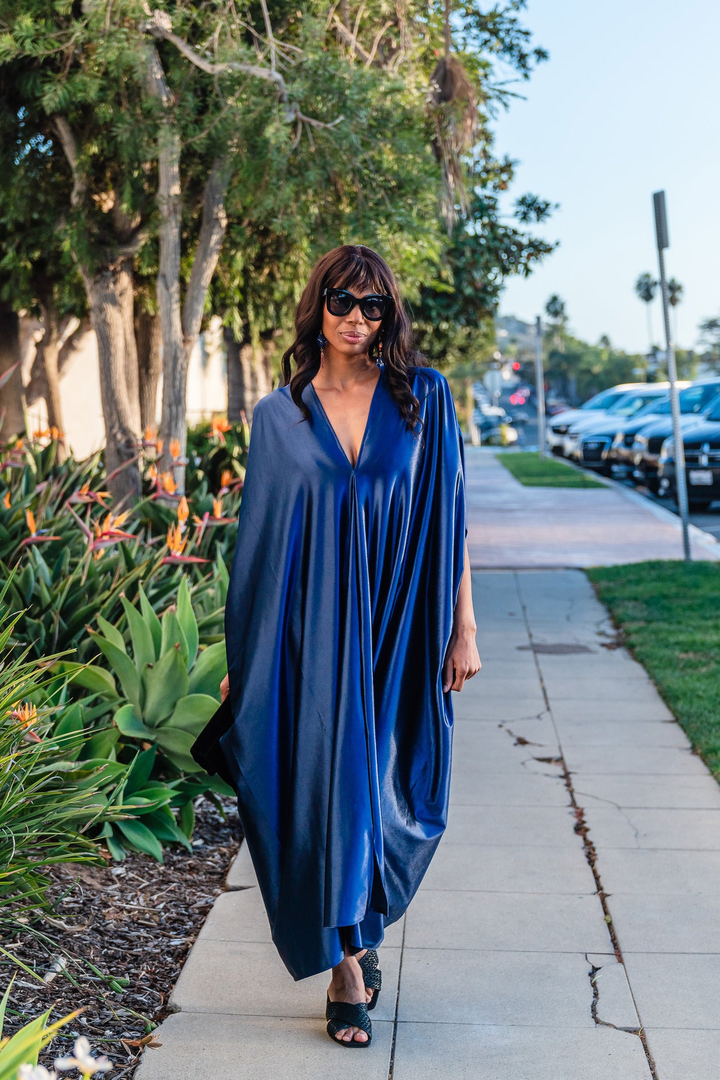 A stunning caftan made from high-quality midnight blue Jersey