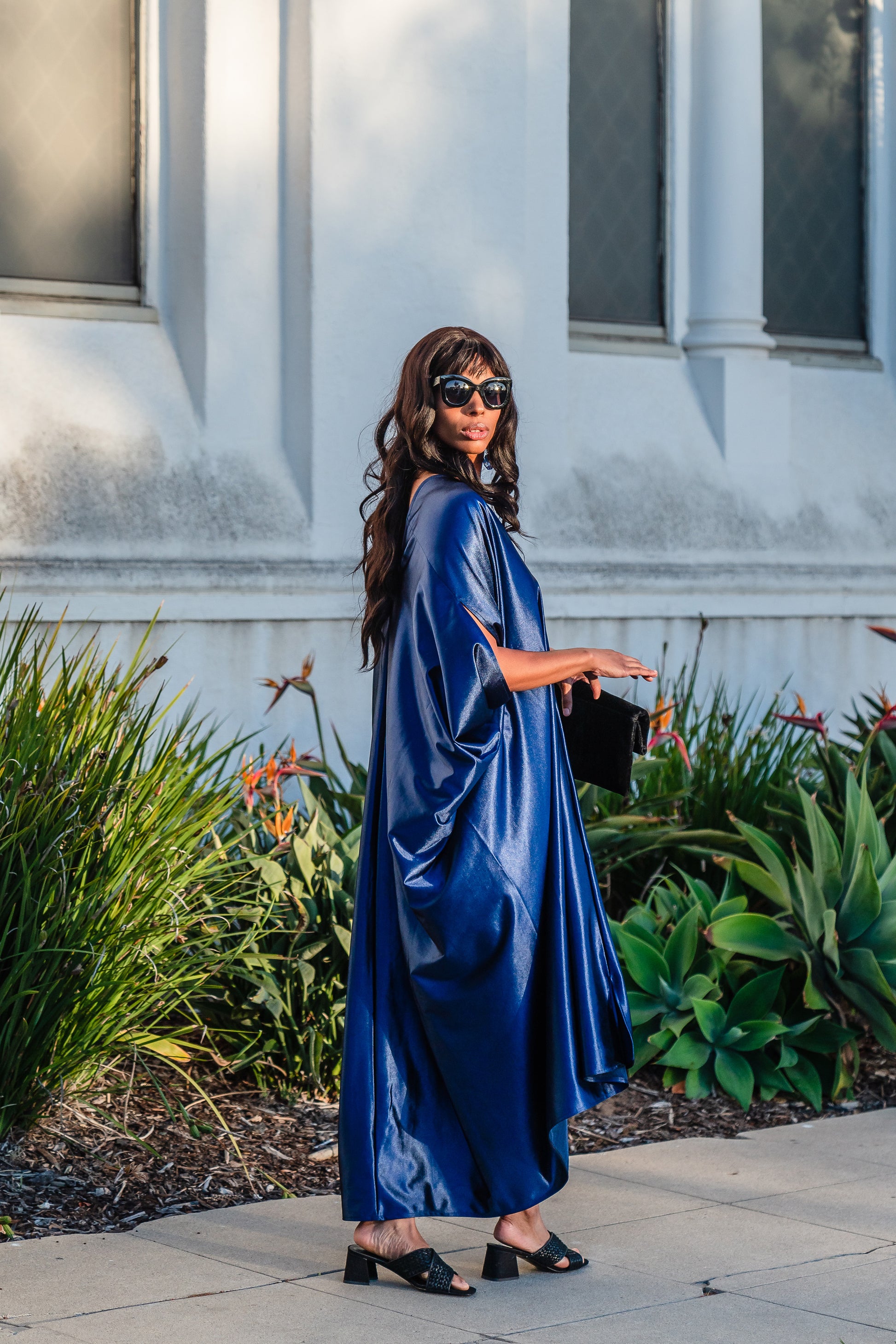 A stunning caftan made from high-quality midnight blue Jersey