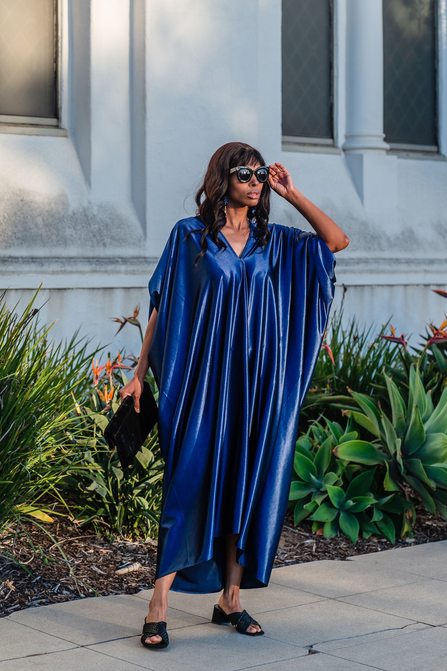 A stunning caftan made from high-quality midnight blue Jersey