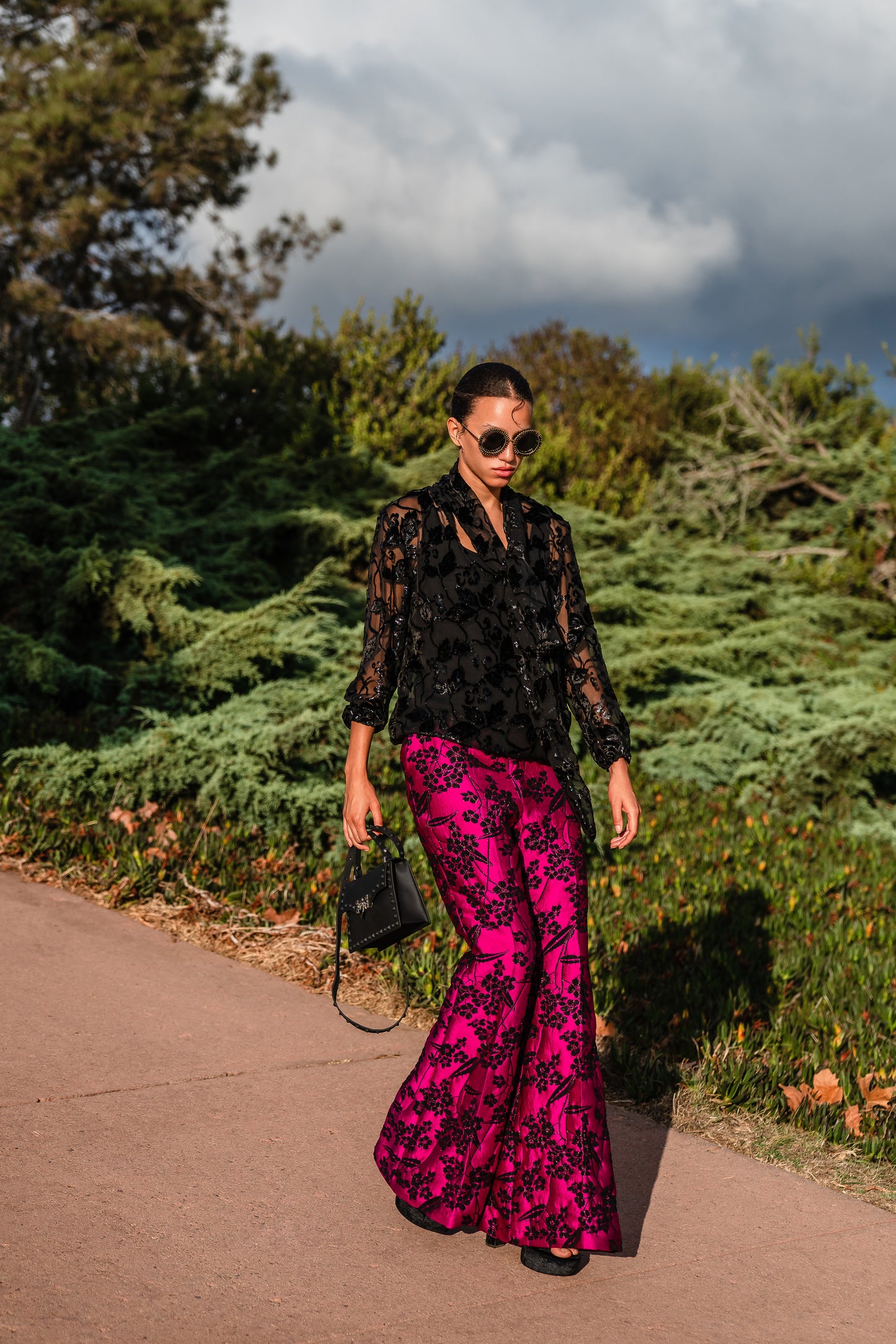 Shimmer Lace Tie Front Blouse