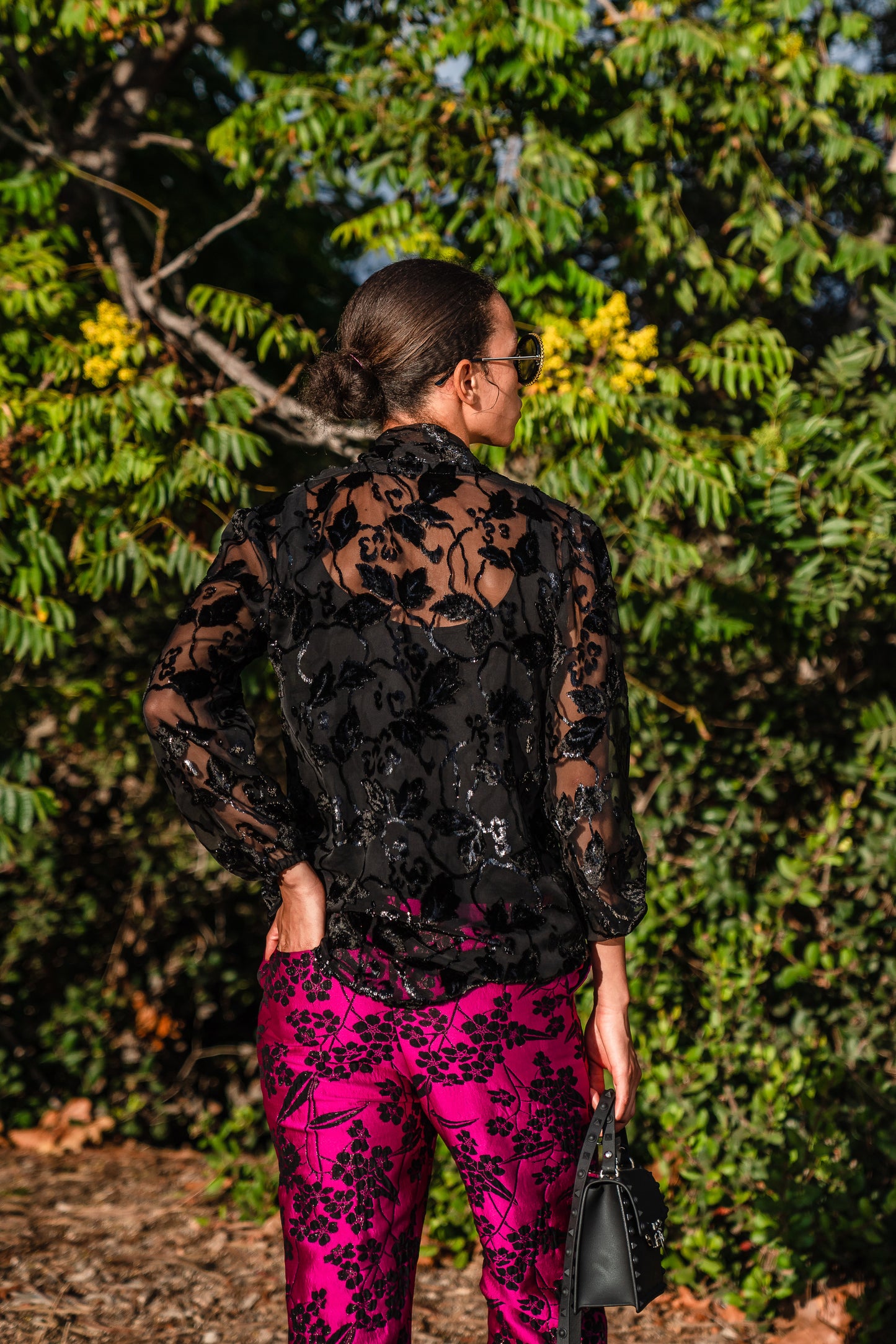 Shimmer Lace Tie Front Blouse