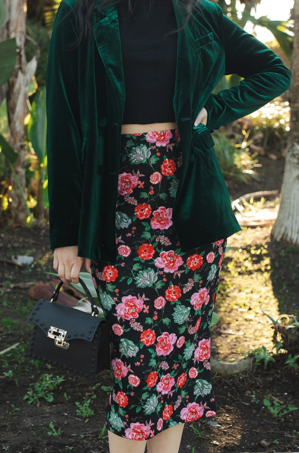 Floral striped pencil skirt best sale