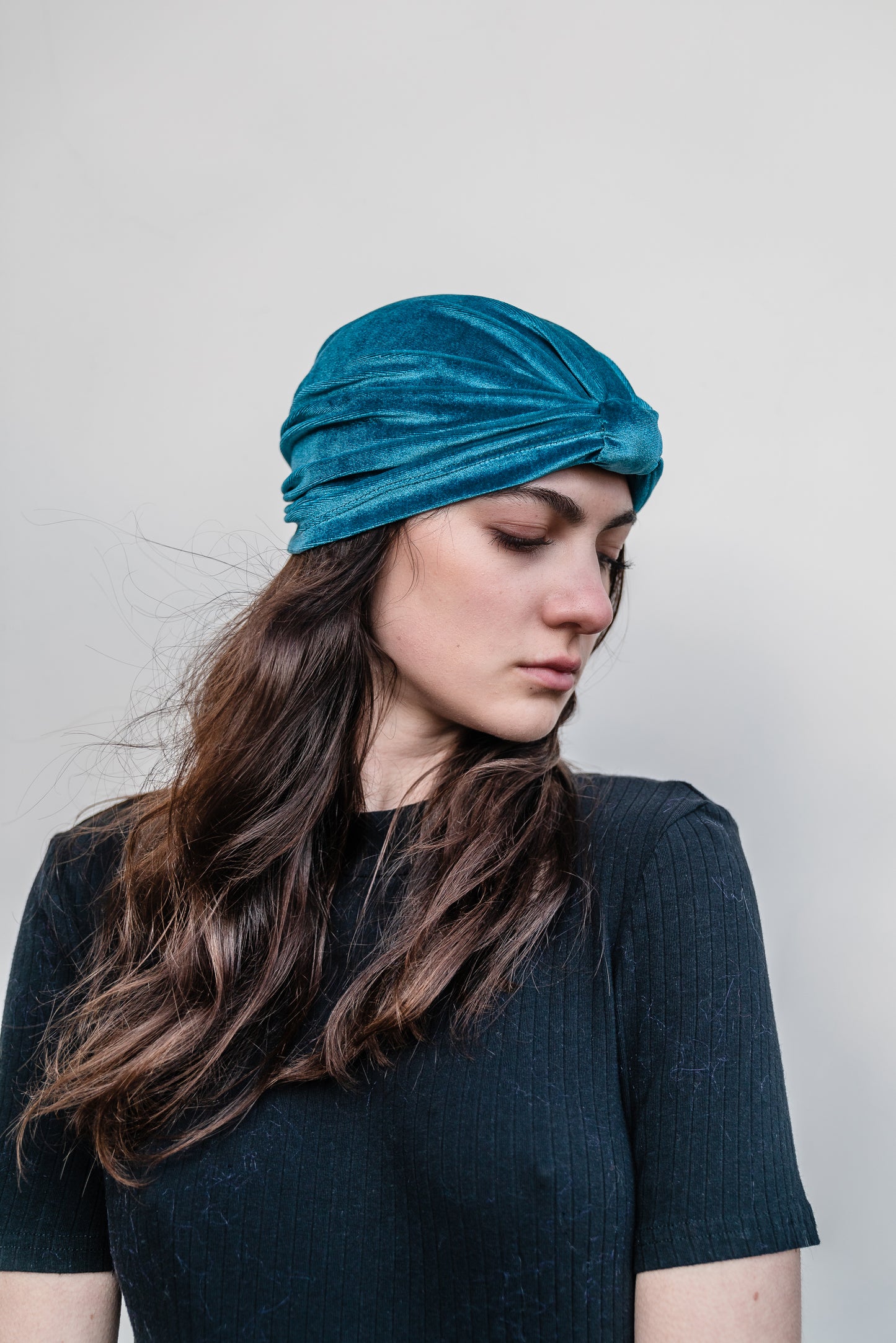 Cyan Velvet Turban