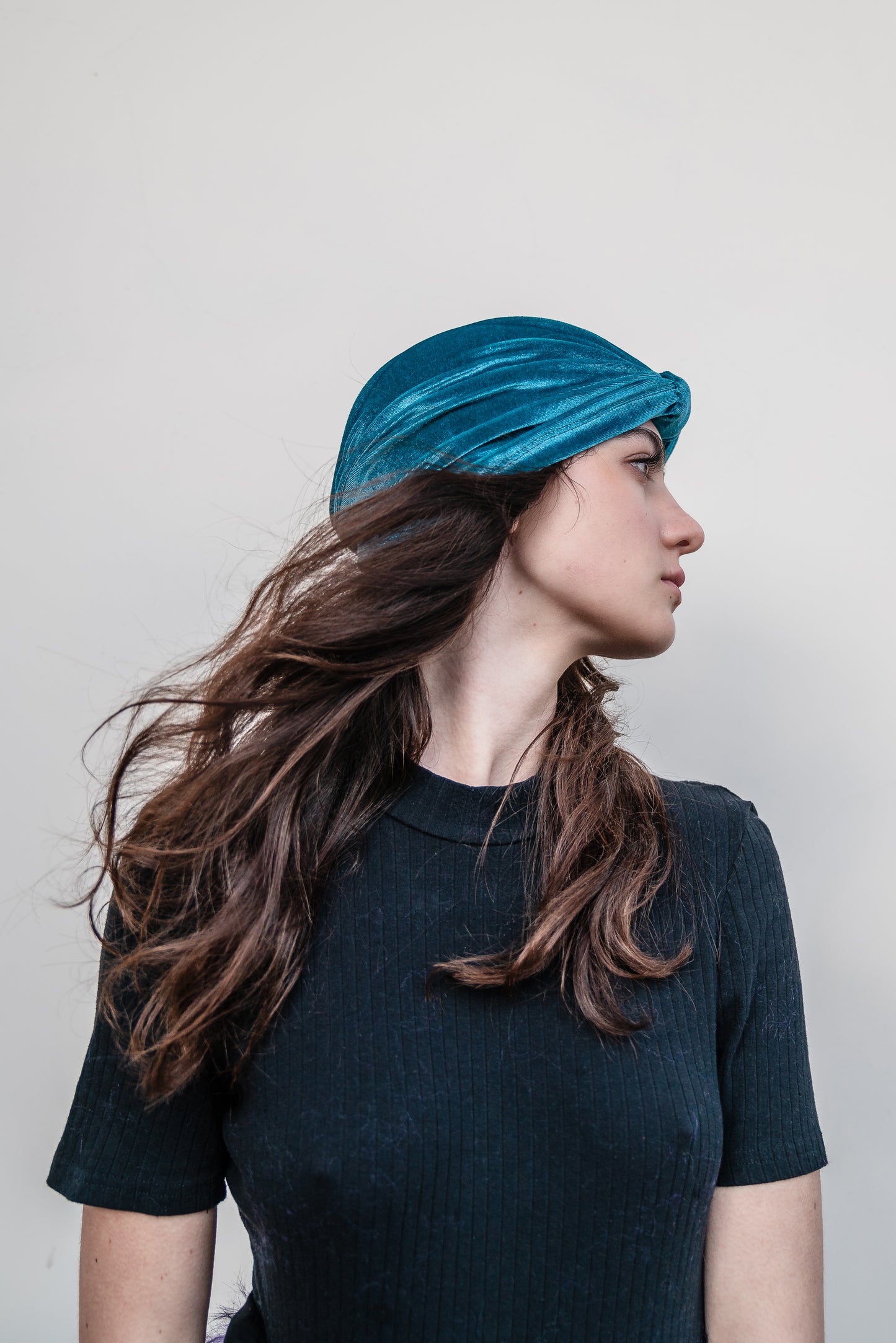 Cyan Velvet Turban