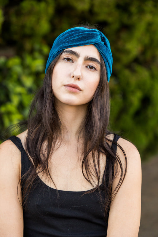 Deep Teal Velvet Twist Headband