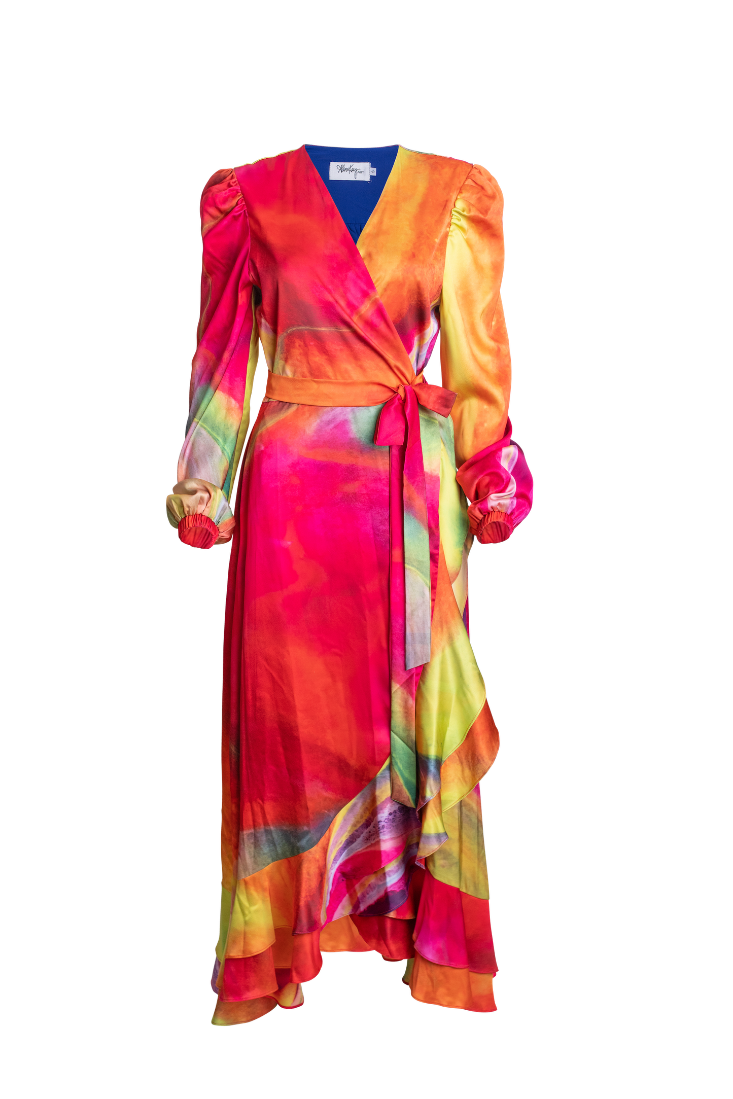 Alana Kay Satin Wrap Dress In Let Go