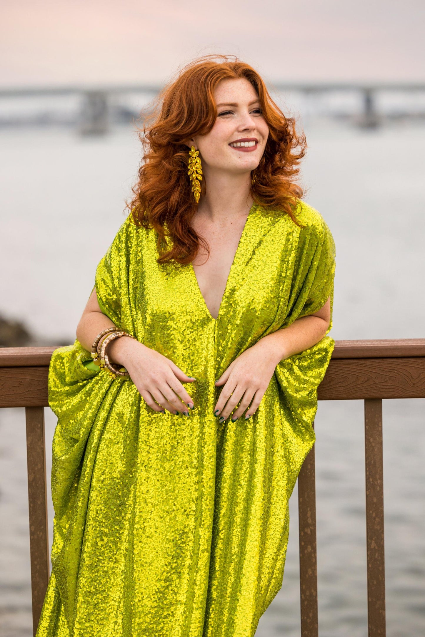 acid, acid green, sequin, shimmer, chic, caftan, palm springs, beach wear, stylish, handmade, madeinusa, jennafergrace