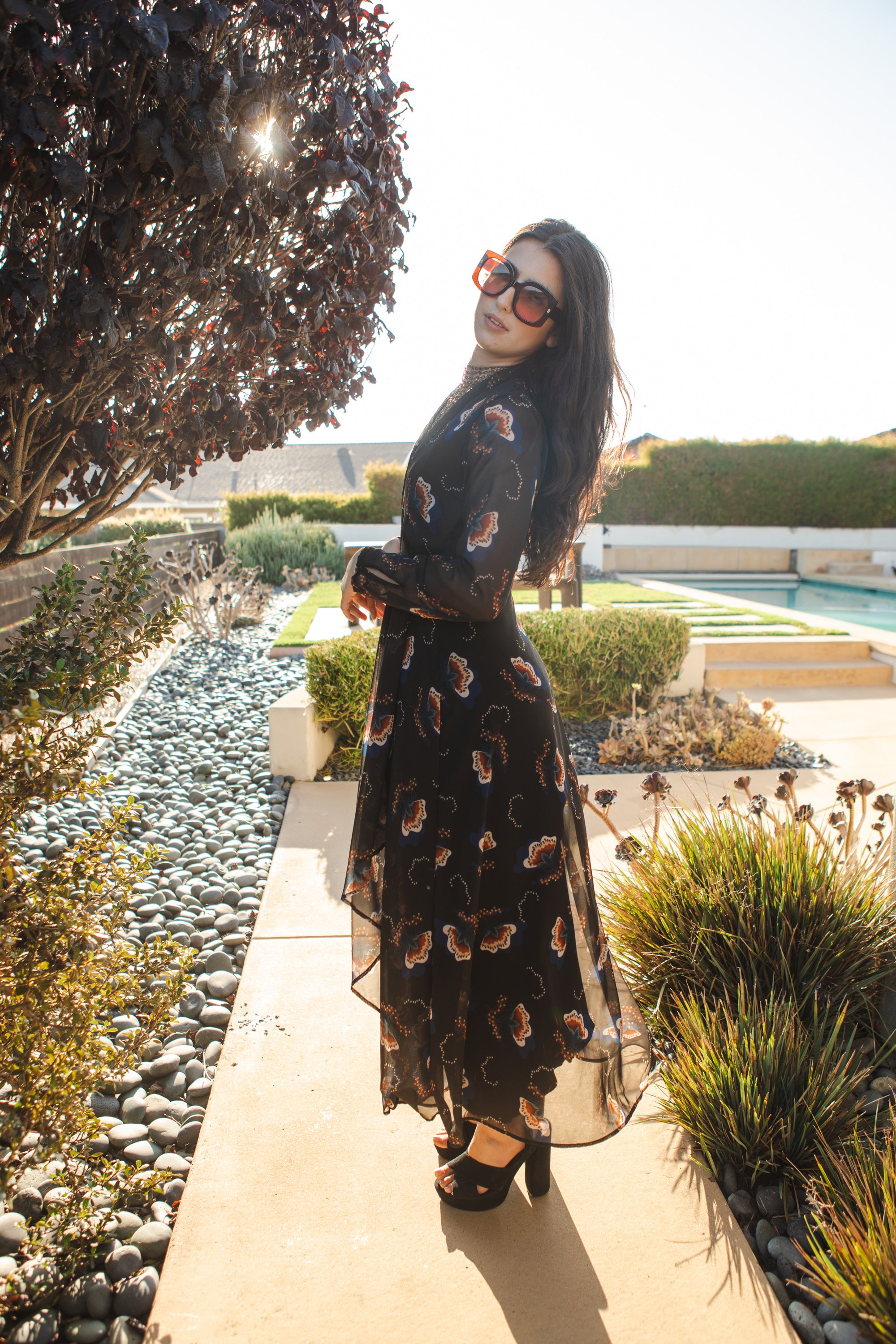 Black dress with outlet white flowers