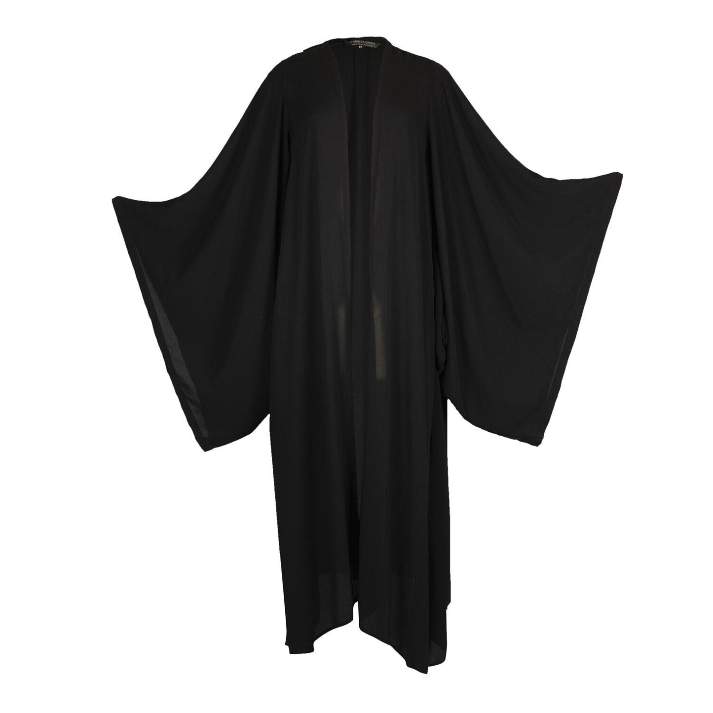Black Solid Kimono Duster Wrapdress