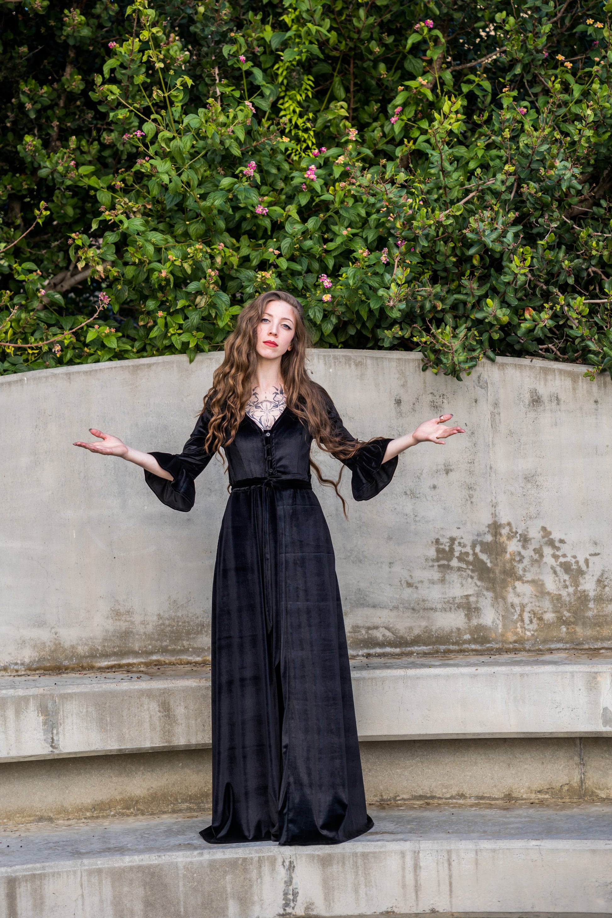 Black Velvet Peignoir Dressing Gown – Jennafer Grace