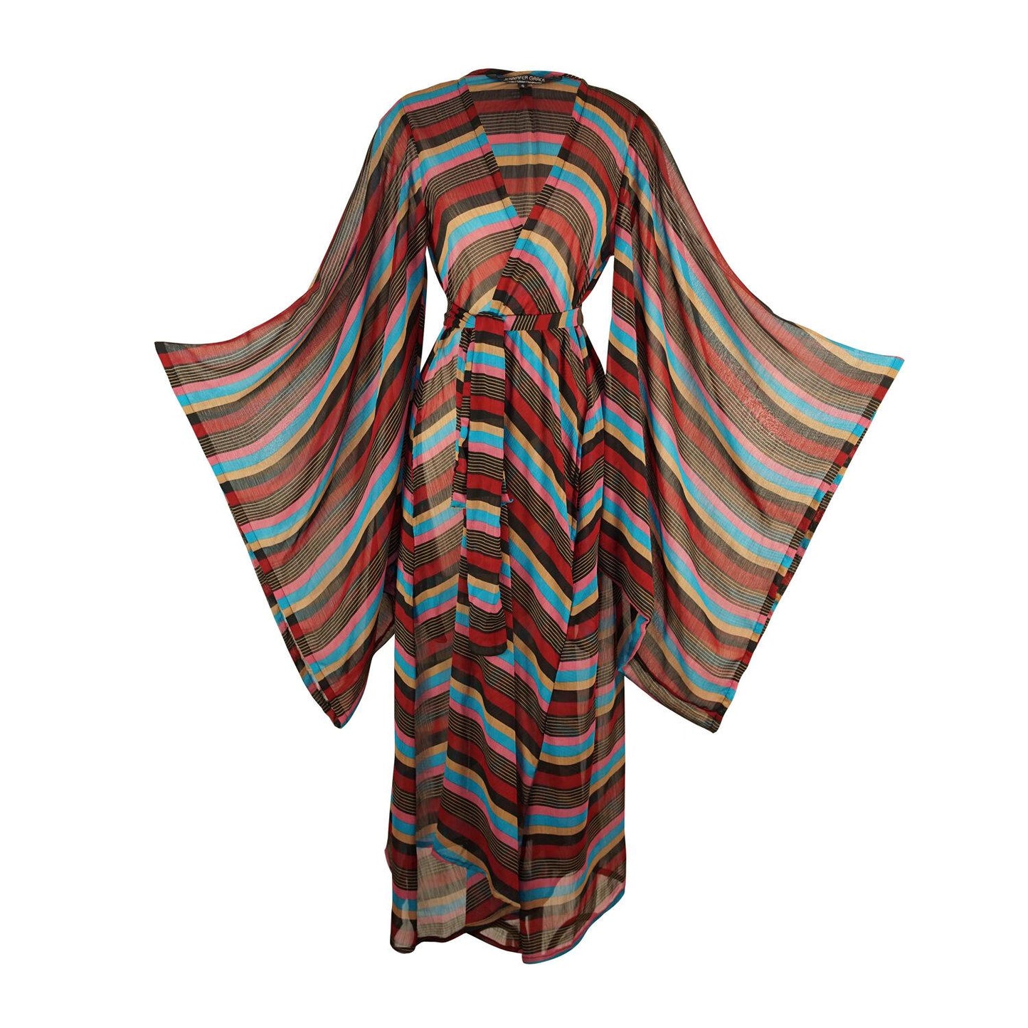 stripes, blue, brown, bodie, chic, boho, kimono, wrap dress, original style, jennafergrace, handmade, madeinusa