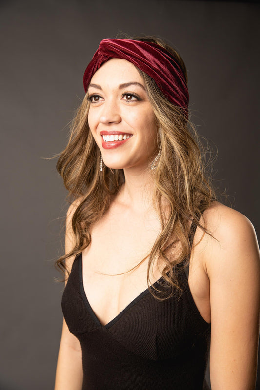 burgundy red oxblood velvet turban headband jennafergrace handmade