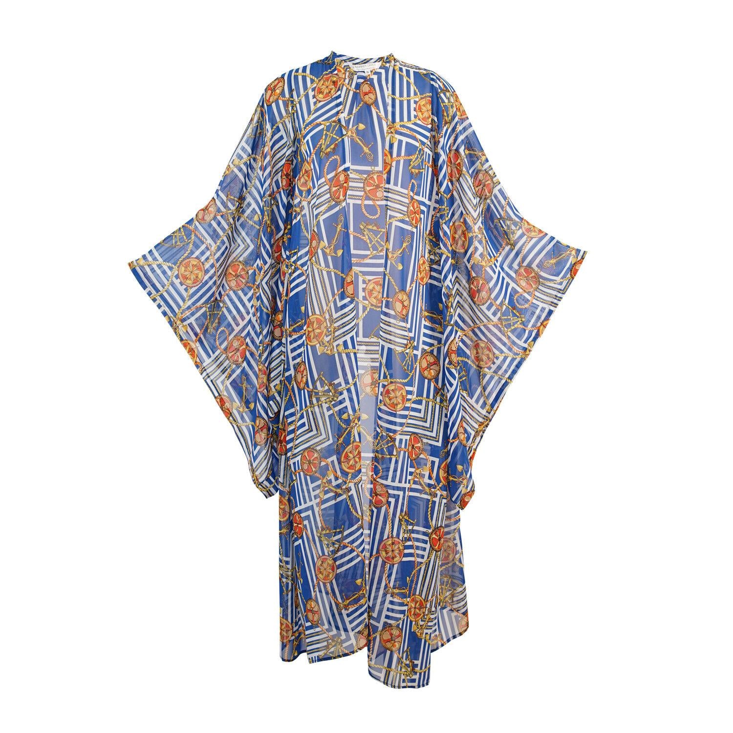 blue, white, nautical, kimono, wrap dress, original style, jennafergrace, handmade, madeinusa