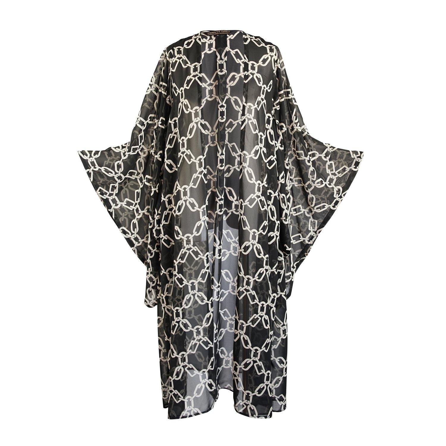 jennafer grace handmade kimono chain print boho bohemian hippie coverup duster beach resort lounge