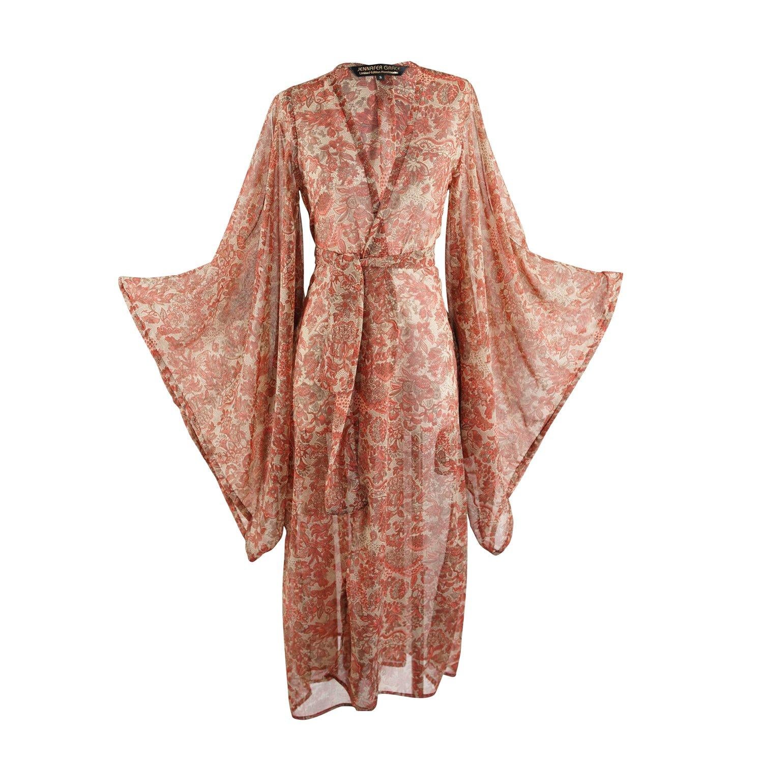 pink, floral, chic, boho, glam, classic, kimono, wrap dress, original style, jennafergrace, handmade, madeinusa