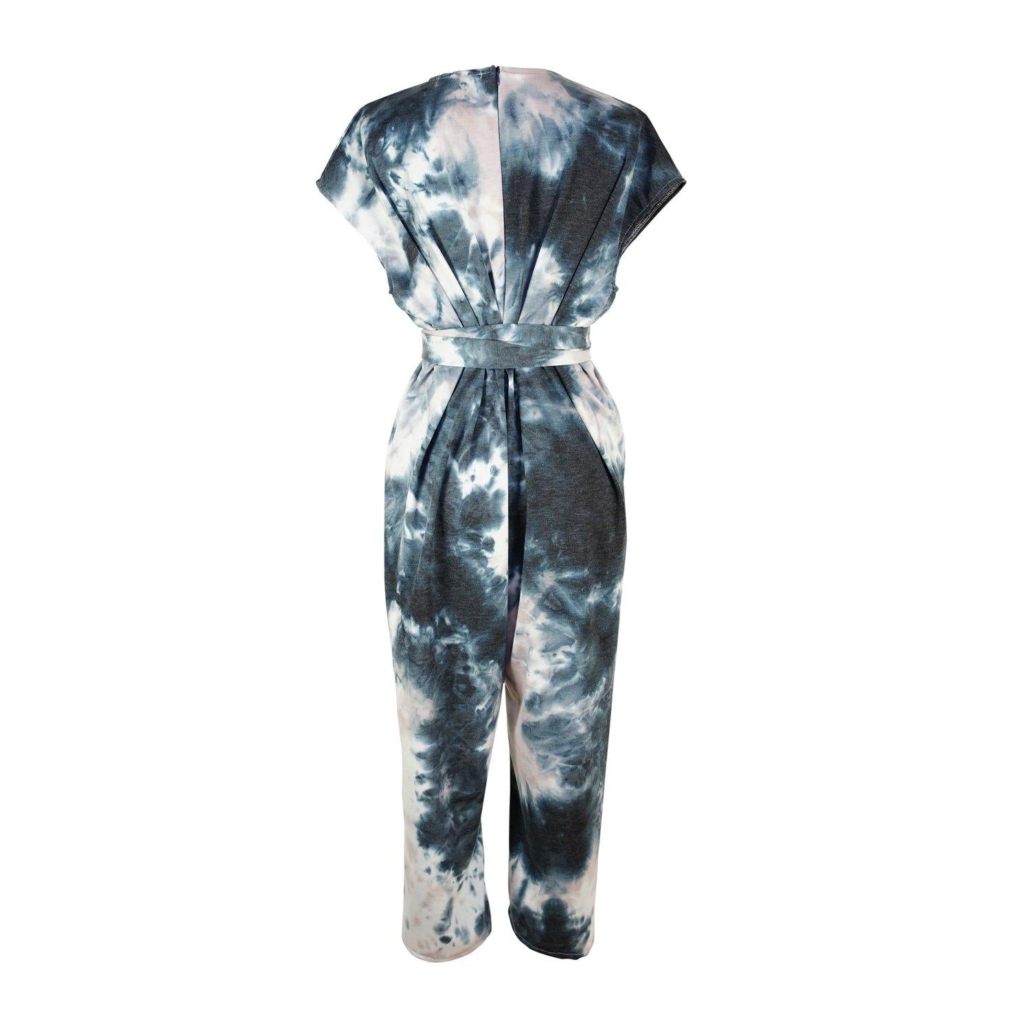 jennafer grace derecho jumpsuit tiedye tie-dye tie dye gray beige white classic minimalist one-piece one piece belted boho bohemian hippie unisex handmade