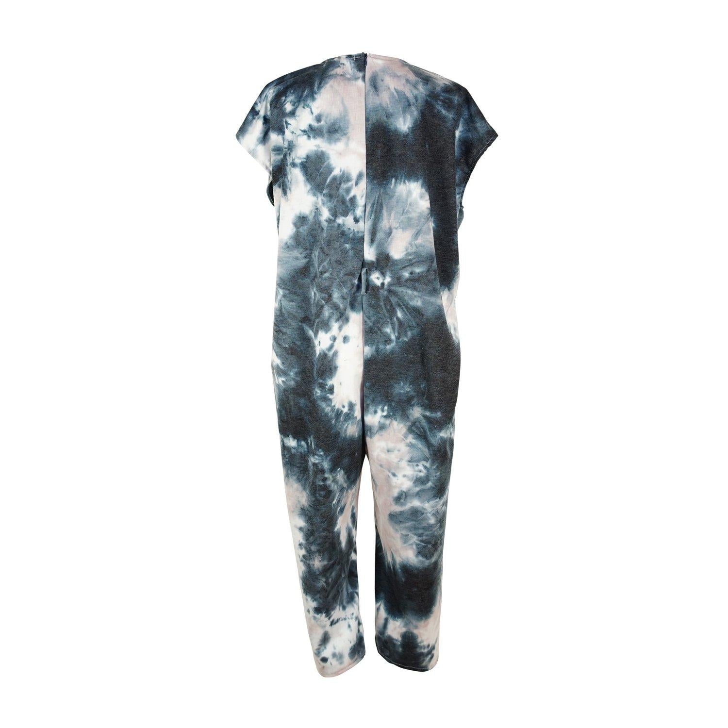 jennafer grace derecho jumpsuit tiedye tie-dye tie dye gray beige white classic minimalist one-piece one piece belted boho bohemian hippie unisex handmade