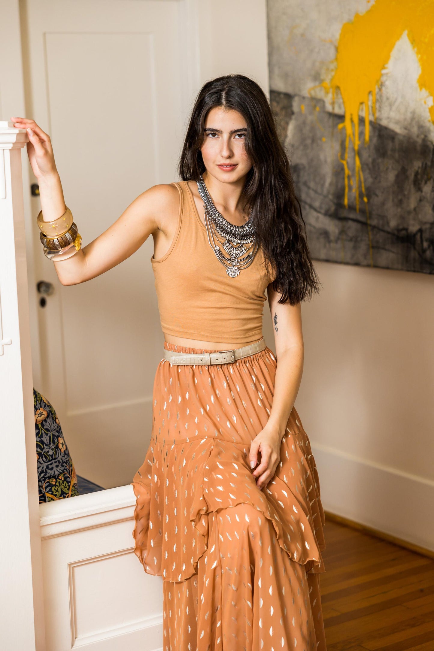 nude, white, gorgeous, seraphim skirt, ruffle skirt, ruffle, boho, chic, handmade, madeinusa, jennafergrace
