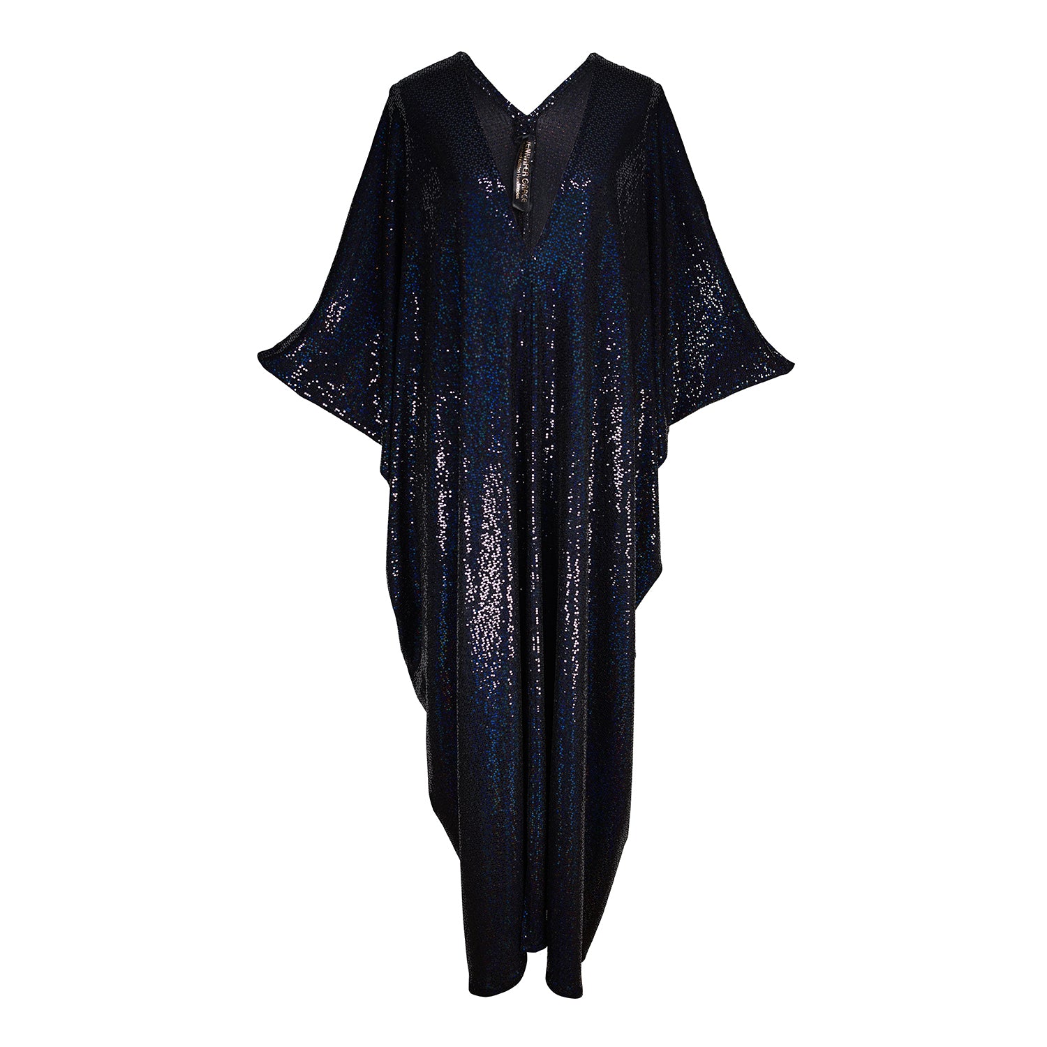 jennafer grace Disco Nights sequin caftan midnight blue black sequined kaftan mumu shift dress coverup studio 54 inspired retro 1970s 70s revival old hollywood glam glamourous nightlife boho bohemian hippie beach resort spa lounge loungewear layering unisex handmade in California USA