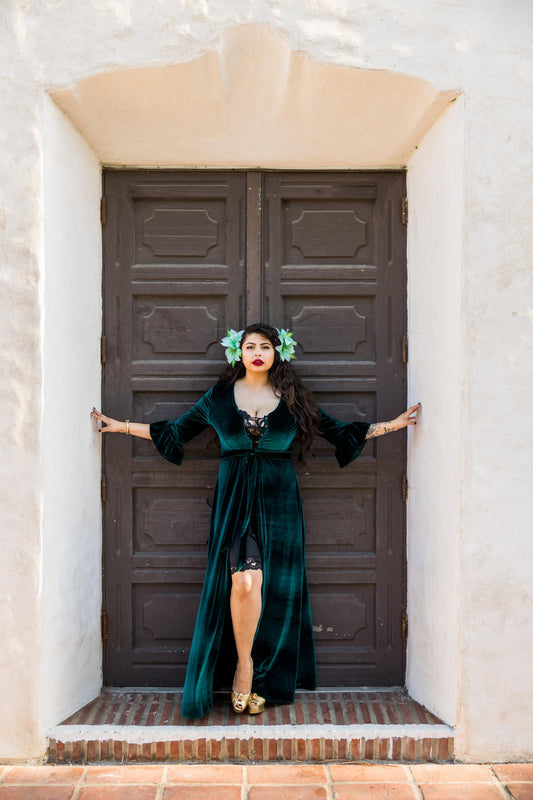 Emerald Velvet Peignoir Dressing Gown jennafergrace seanceperfumes