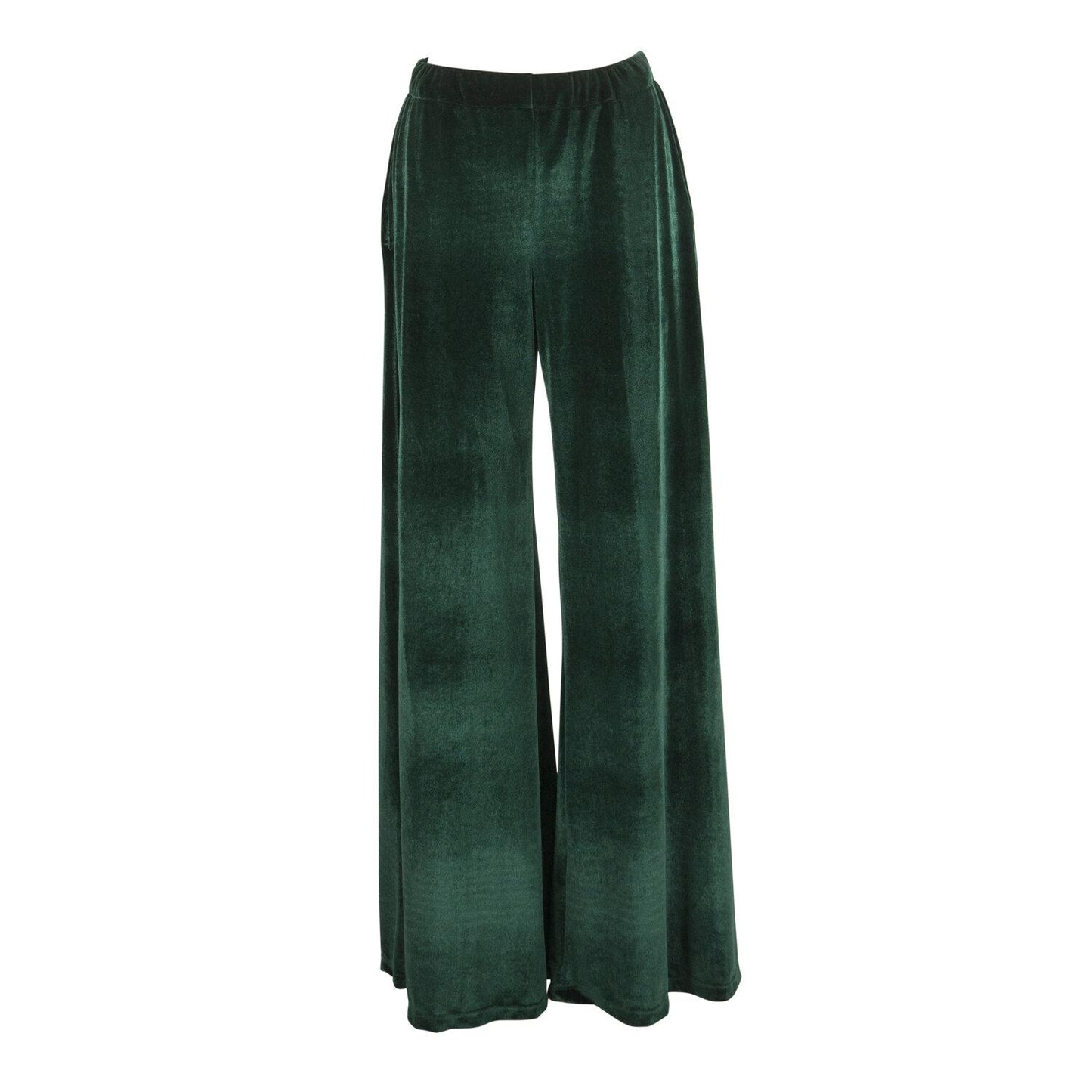 Emerald Velvet Palazzo Pant with Pockets