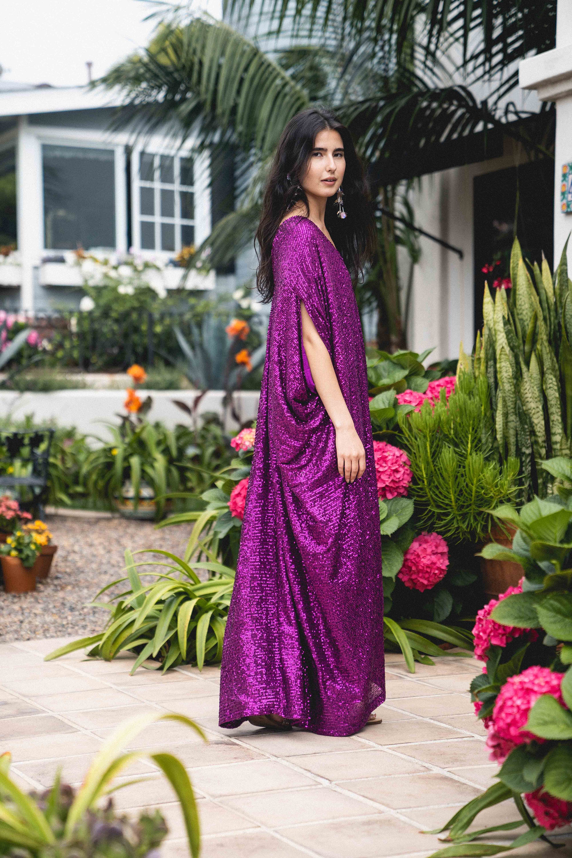 Fuchsia Sequin Caftan Kaftan Dress – Jennafer Grace