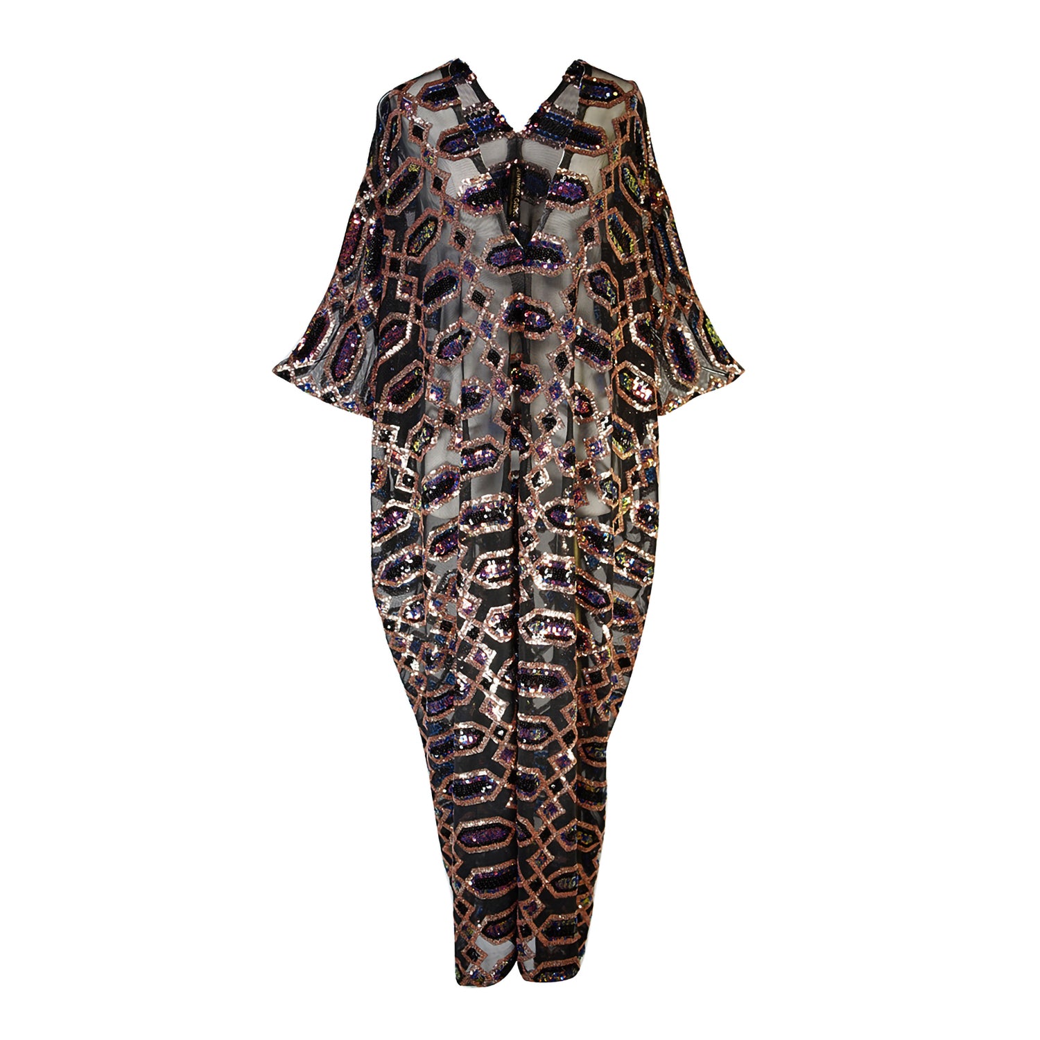 jennafer grace Lexicon caftan gold violet purple fuchsia pink black art deco inspired 1920s revival 20s retro sequin kaftan mumu shift dress coverup casual boho bohemian hippie beach resort spa lounge loungewear layering unisex handmade in California USA