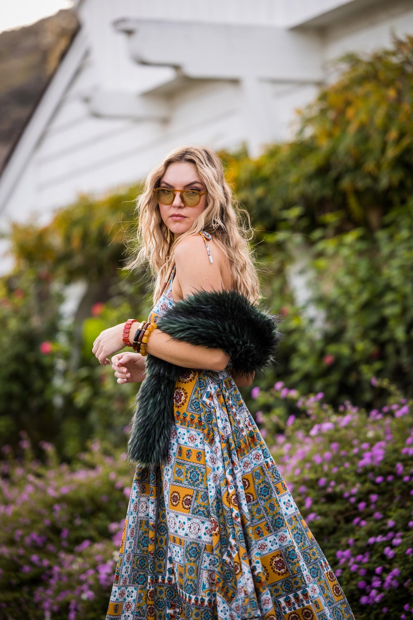 jennafer grace Mazerunner Scarf Dress mustard teal paisley bohemian boho hippie empire waist summer dress summery flowy resort holiday coverup handmade