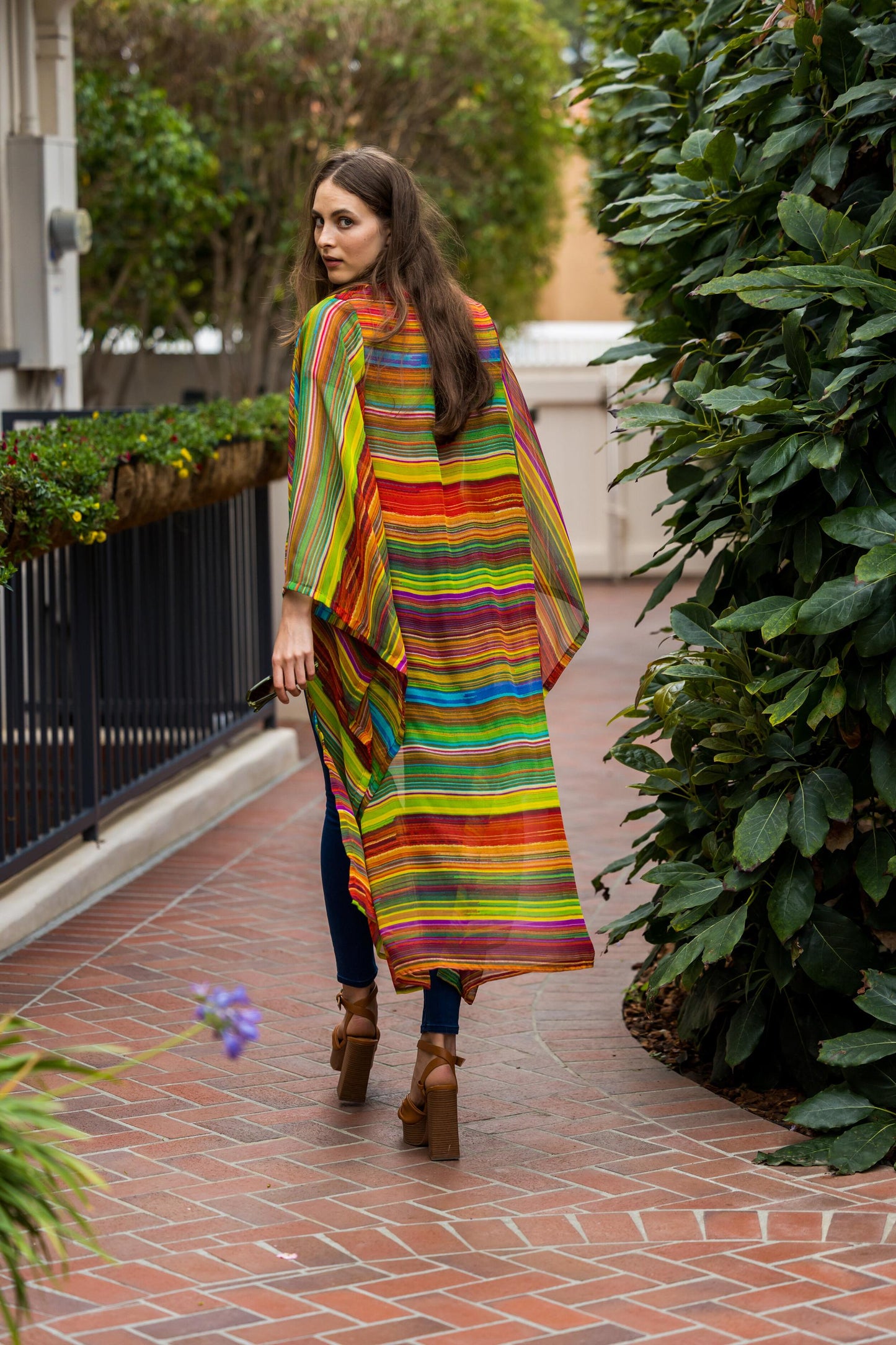 malecon nuevo vibrant primary color kimono shawl jacket robe wrap dress coverup pockets layering jennafergrace cuba havana handmade everydayluxe